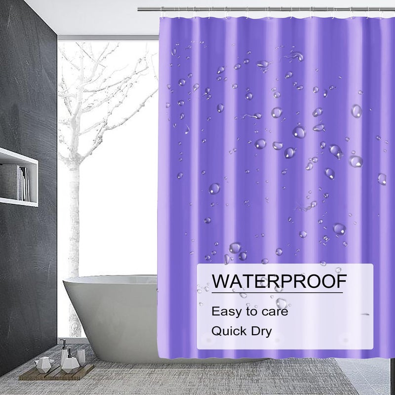 TIKABC Shower Curtain Liner, Purple PEVA 4G Lightweight Shower Liner, Plastic Waterproof Shower Curtains, 72x72 inch with 12 Grommet Holes 3 Large Magnetic Weights - Image 3